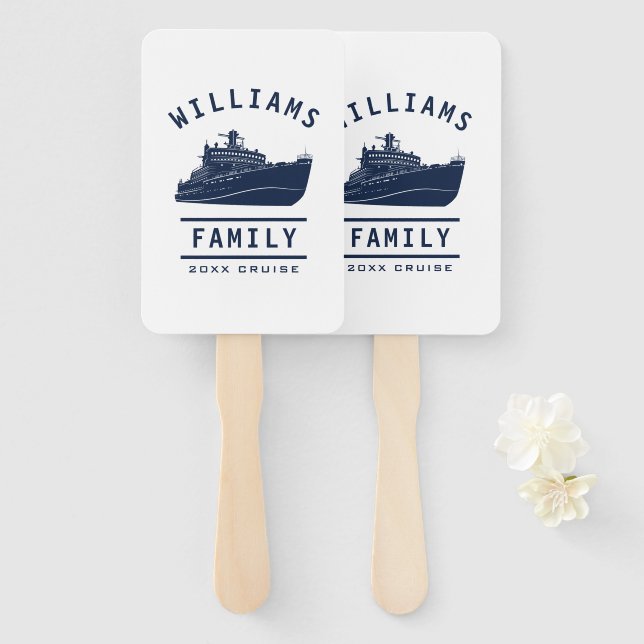 Leque Reunião Familiar Divertida Férias de Verão Navio d (Frente e Verso)