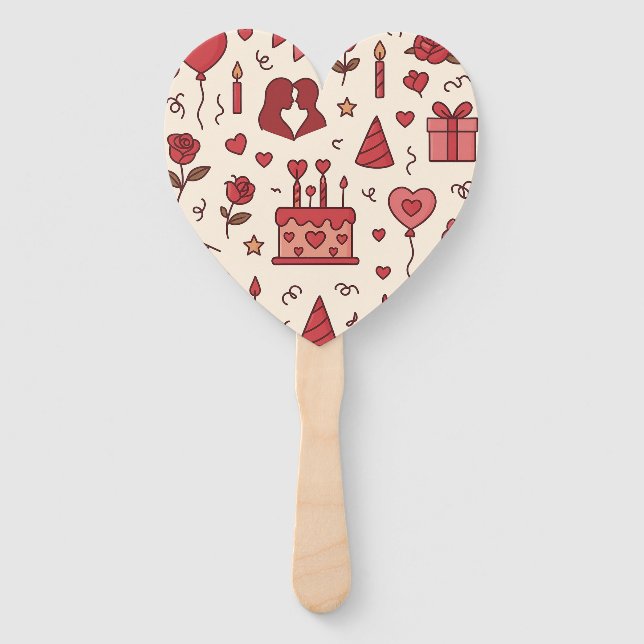 Leque Romantic Celebration Doodle Pattern (Frente)