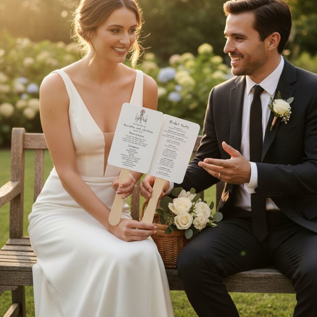 Leque Romantic Hand Drawn Chandelier Wedding Program  (Criador carregado)