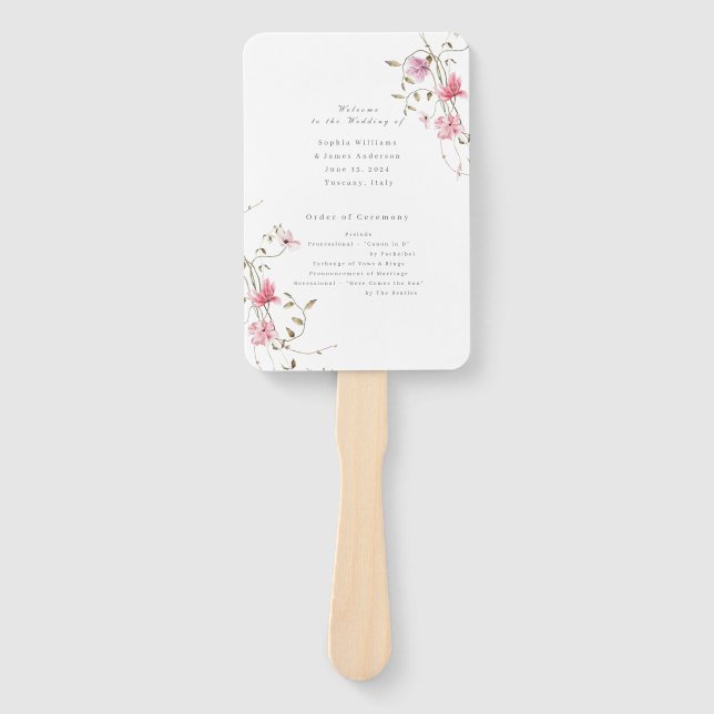 Leque Romantic Soft Floral Blush pink watercolor wedding (Frente)