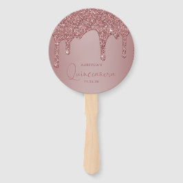 Leque Rosa Dourado Glitter Drives Quinceanera Foto