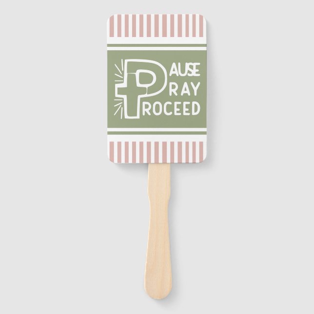 Leque Rosa e verde Pausa Reze em Cristão (Frente)