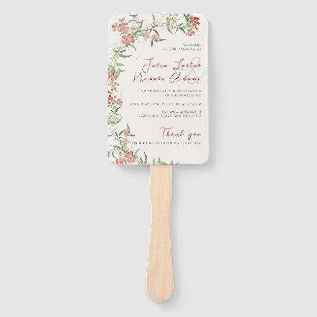 Leque Rosa Flor Silvestre Rosa Primavera Grinalda Casame (Frente)