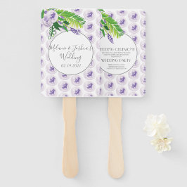 Leque Rosa Redonda de Noiva Floral Roxa Aquarela Poppie