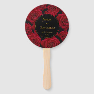 Leque Rosa vermelha Elegante - Casamento