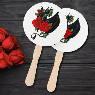 Leque Rosas vermelhas de Dragões Pretos