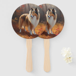 Leque Rough Collie no Outono Folhas Caídas Inspiram
