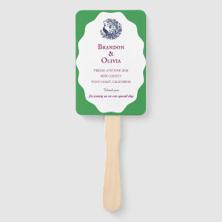 Leque Royal Blue Peacock Wedding Program Set of Fans