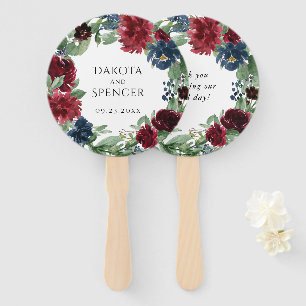 Leque Rustic Floral Marinho Burgundy Wreath Obrigado