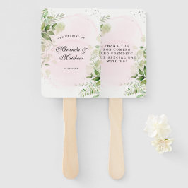 Leque Rustic Greenery Blush Pink Casamento Obrigado