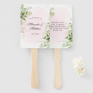 Leque Rustic Greenery Blush Pink Casamento Obrigado