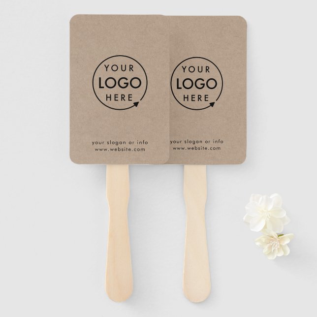 Leque Rustic Kraft | Promocional de logotipo para empres (Frente e Verso)
