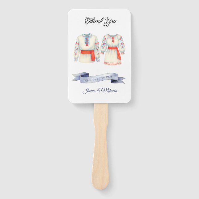 Leque Rustic Romanian Wedding Traditional Folk Costumes (Frente)