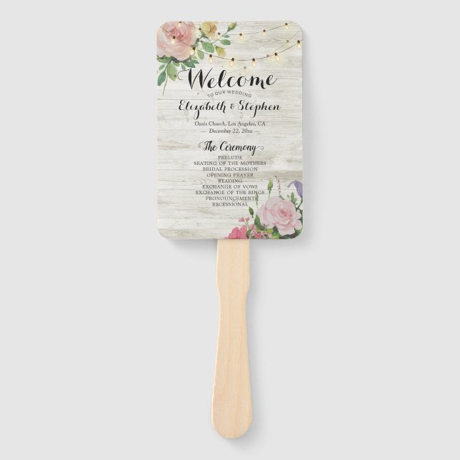 Leque Rústicos Flores De Madeira Programas De Casamento  (Frente)