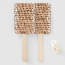 Leque Saco Russo Burlap com Lace Branco.