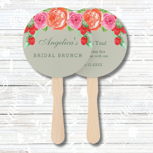 Leque Sage Green Pink Peonies Bridal Brunch Obrigado