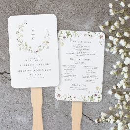 Leque Sage Green Wildflower Rustic Boho Weding Program