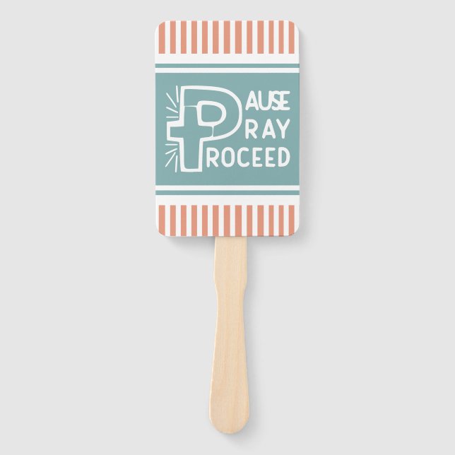 Leque salmão e azul-névoa Pausar Reze em Cristão (Frente)