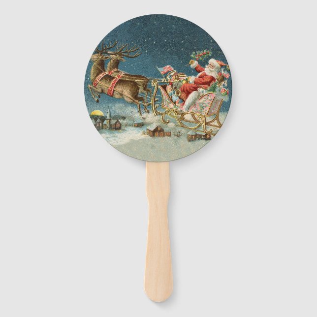 Leque Santa Claus Christmas Antique Sleigh Reindeer (Frente)