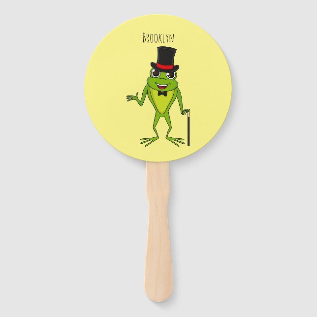 Leque Sapo engraçado com um desenho de chapéu superior (Frente)