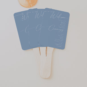 Leque Script Whimsical   Programa Casamento Azul Dusty