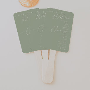 Leque Script Whimsical   Programa de Casamento Verde de 