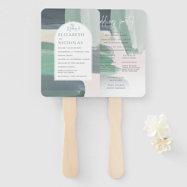 Leque Seaside Ocean Glass | Programa de Casamento (Frente e Verso)
