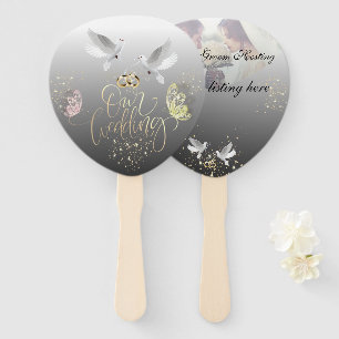 Leque Set de abanicos palomas con mariposas