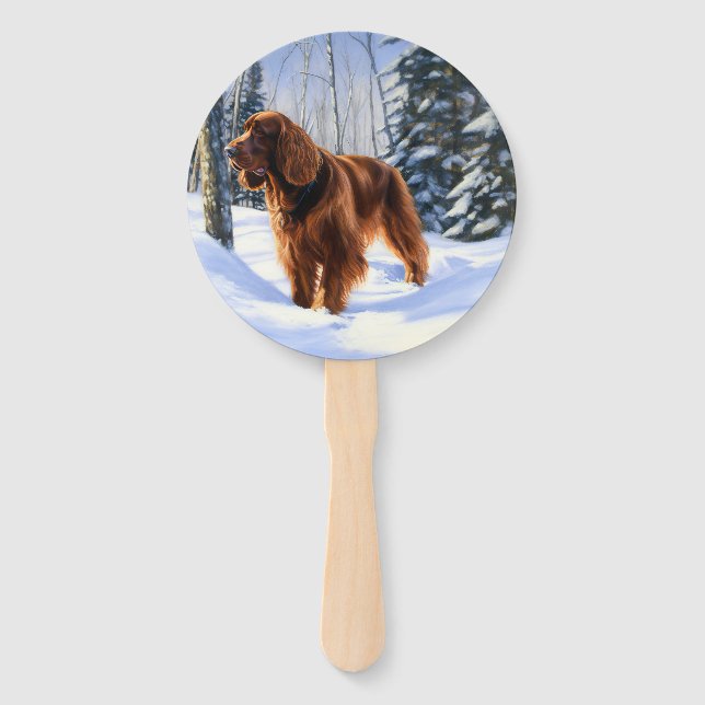Leque Setter Irlandês Deixe Nevar Natal (Frente)