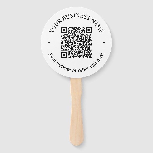 Leque Seu código QR carregado mais texto circular editáv (Frente)