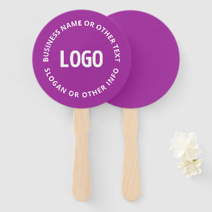 Leque Seu logotipo e texto personalizável Violeta Roxo