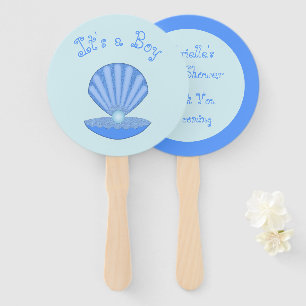 Leque Shell de Ostra Blue Baby Boy e Chá de fraldas de p
