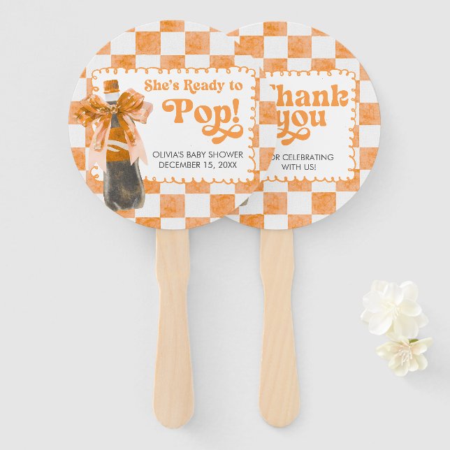 Leque She's Ready to Pop Baby Shower (Frente e Verso)