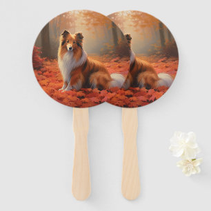 Leque Shetland Sheepdog no outono deixa cair inspiração