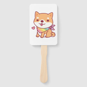 Leque Shiba Bonita Inu Com O Arco-Íris Pet Bandana