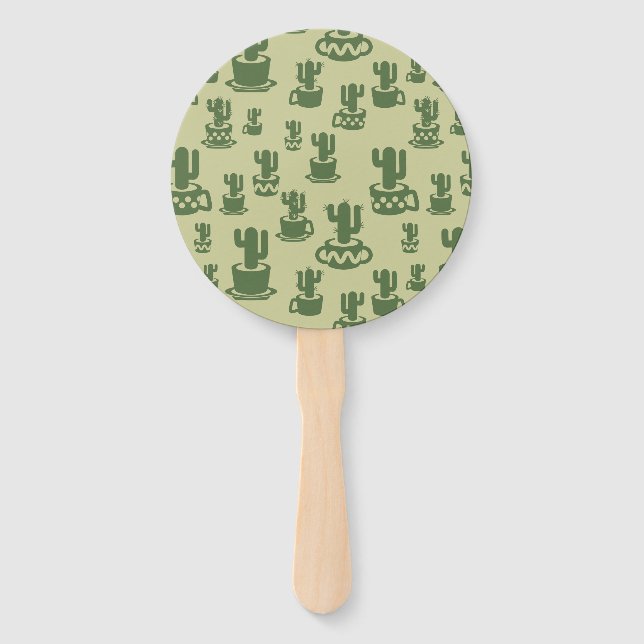 Leque Silhueta de cacto sucessivo em copos e potes (Frente)