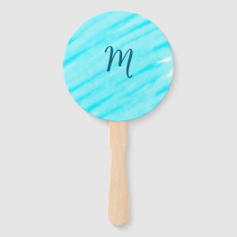 Leque simple blue whi watercolor lines add your monogram