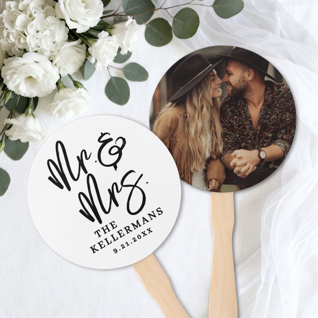 Leque Simple Modern Photo Wedding (Simple Modern Photo Wedding Hand Fan)
