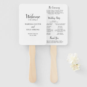 Leque Simples Black White Modern Elegant Weding Program