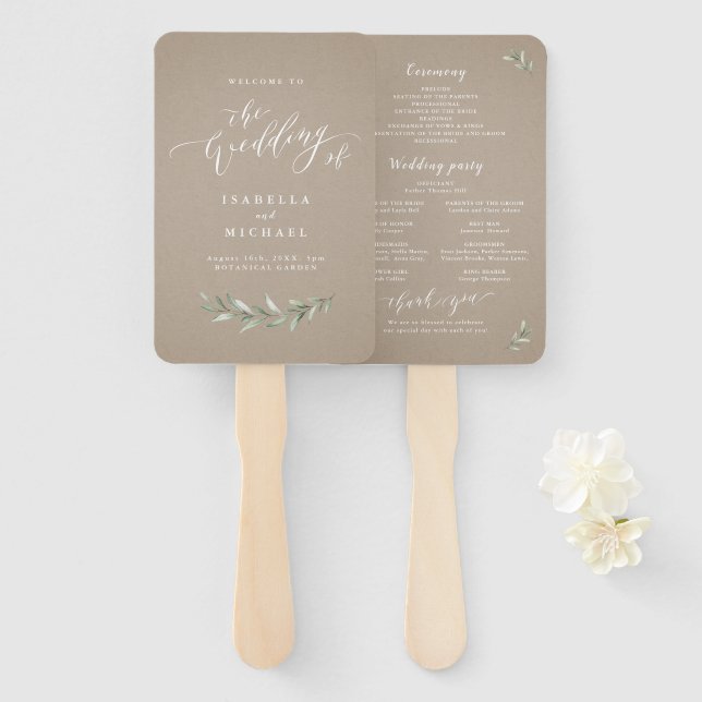 Leque Simples caligrafia, programa de casamento russo (Frente e Verso)