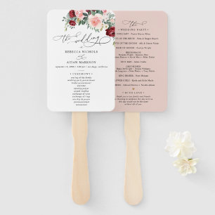 Leque Simples Cerimônia de Casamento Floral Borgonha Ros