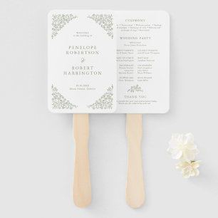 Leque Simples Delicado Floral Sage Green Wedment Program
