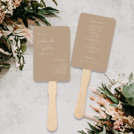 Leque Simples e Minimalista Beige Modern Weding Program