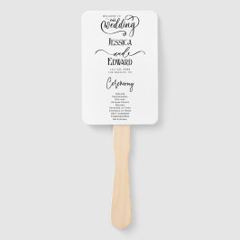 Leque Simples Elegante Black White Modern Wedn Program