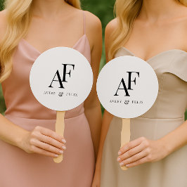 Leque Simples Elegante Branco e Preto do Monograma de Ca