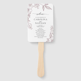 Leque Simples Elegante Floral Mauve Wedding Program