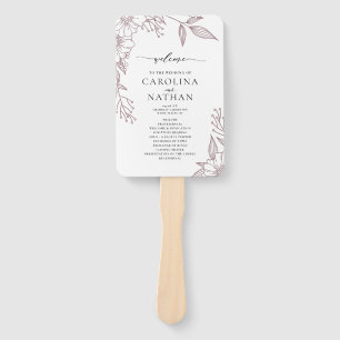 Leque Simples Elegante Floral Mauve Wedding Program