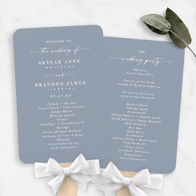Leque Simples Programa de Cerimônia de Casamento Azul Em (Criador carregado)