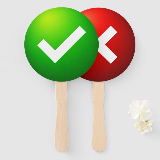 Leque Sinal de Verificação X Marca Paddle Jogo Quiz (Frente e Verso)