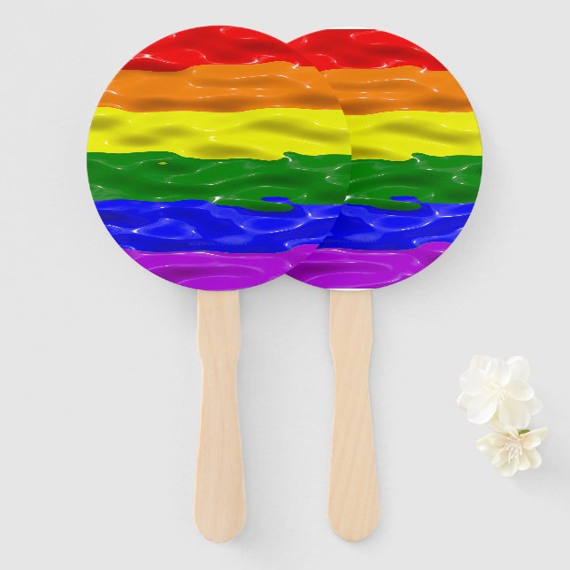 Leque SlipperyJoe's artistic Colorful gay Pride gifts LG (Frente e Verso)